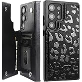 uCOLOR Wallet Case for Samsung Galaxy S25 Ultra Wallet Case with Card Holder,Flip Folio Leather Wallet Case Protective Cover (Black Leopard)