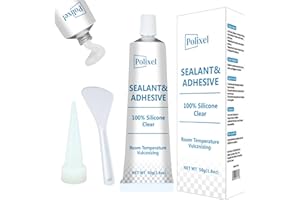 POLIXEL RTV Clear Silicone Sealant Adhesive 100% Waterproof Silicone Caulk High Strength Adhesive All-Purpose Shrink & Crack Proof Caulking for Bathroom, Car, Kitchen & Windows Repairs - 1.8oz / 50g