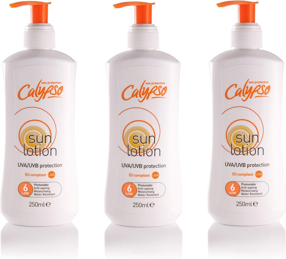 Calypso Sun Lotion Cream Pump 3 Pack SPF 6 UVA UVB Protection