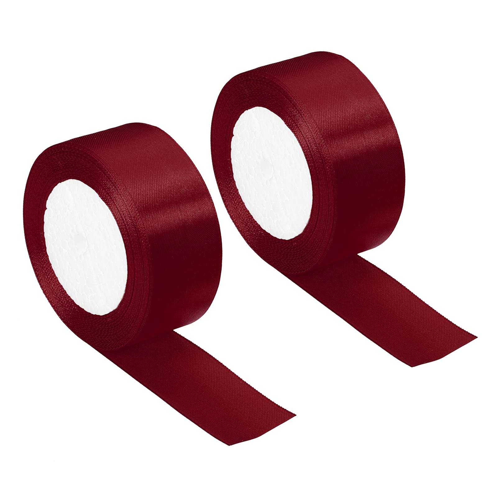 PATIKIL 1.5 Inch Wide 24 Yards Satin Ribbon, 2 Pack Double Face Solid Crafts Roll for Party Home DIY Wrapping Decoration, Wine Red