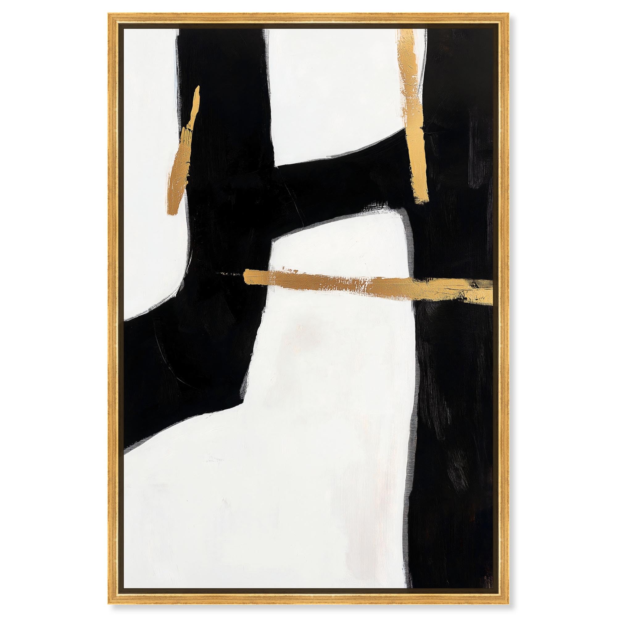 art remedy black and white art canvas, 20" x 30", gold frame, urban grid i