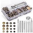 ofone Snaps Fasteners Kit for Leather, 40 Sets Snap Button with 9 Setting Tools, Metal Snaps Press Studs for Clothes Fabric Jeans Wears Jackets Bags Wallet Canvas Crafts Sewing