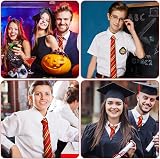 Aomig Red Wizard Striped Tie Glasses Set World Book Day Cosplay Tie view 5
