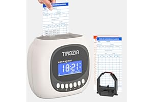 TIMOZIA Time Clocks for Employees Small Business, Auto-Align Time Clock, 6 Punches per Day, 50 Time Cards, 2 Ink Ribbons and 4 Racks