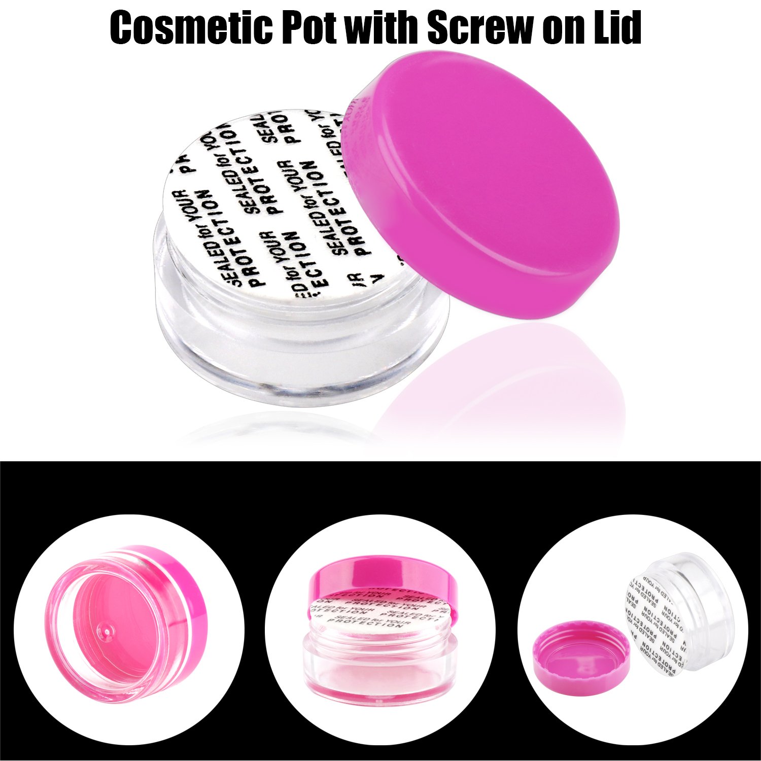SumDirect 100Pcs 5G/5ML Empty Clear Plastic Cosmetic Containers with Hotpink Lids, Sample Jars, Makeup Sample Containers for Cream Lotion with a Snoop: Beauty