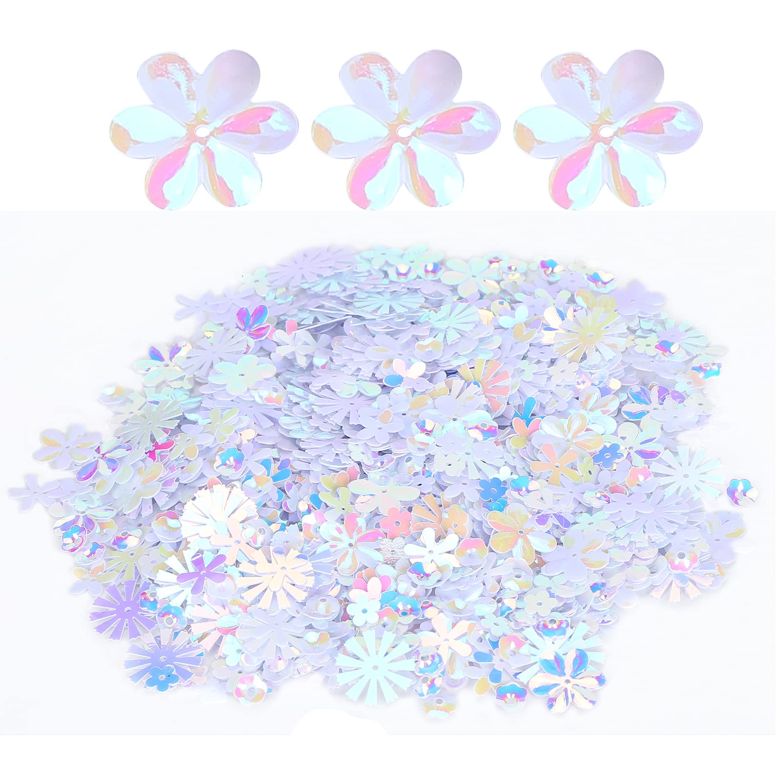 Confetti, 30g Glitter Flower Shaped Table Confetti Metallic Foil Glitter Sequins for Party Wedding Festival Decorations (Bai Cai)