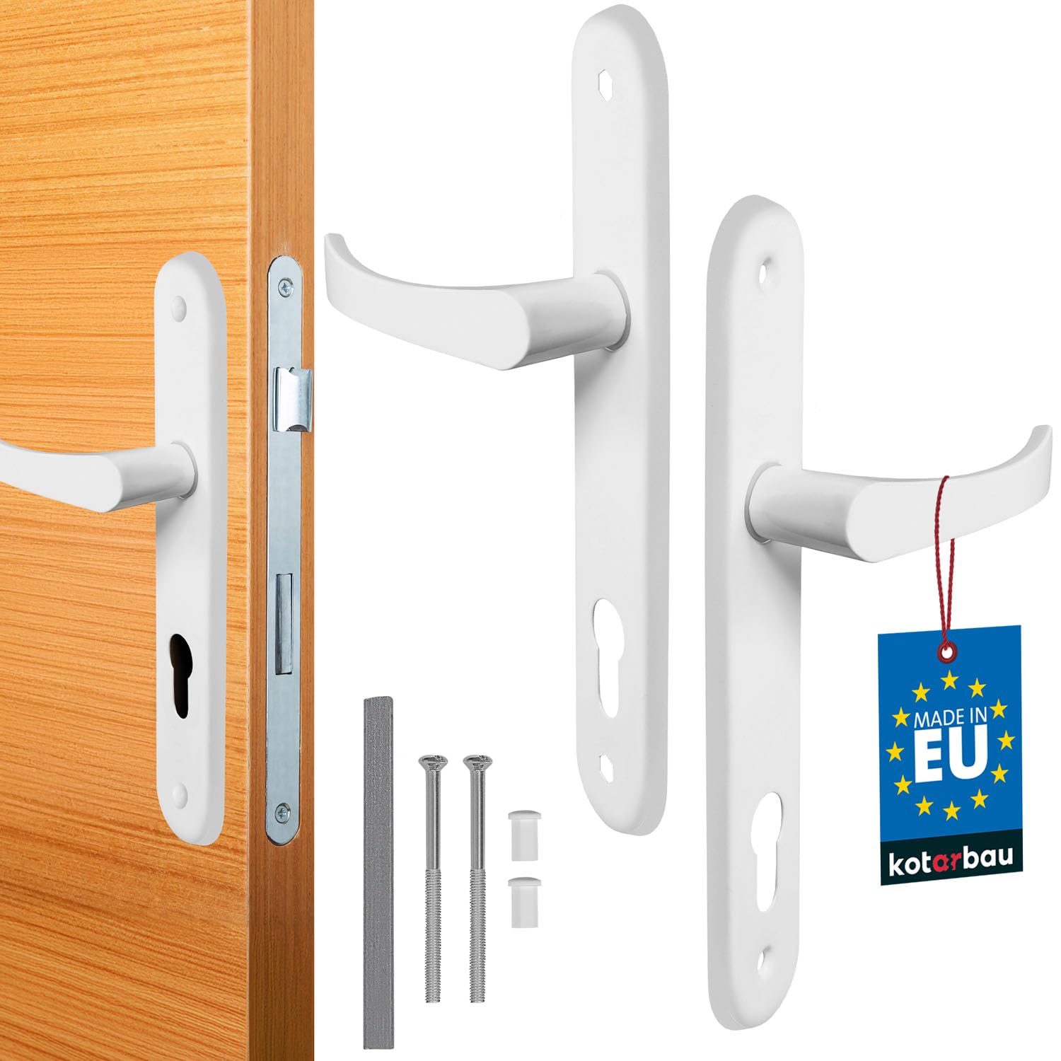 KOTARBAU Door Handle 90 mm Right Left for Profile Cylinder White Aluminium