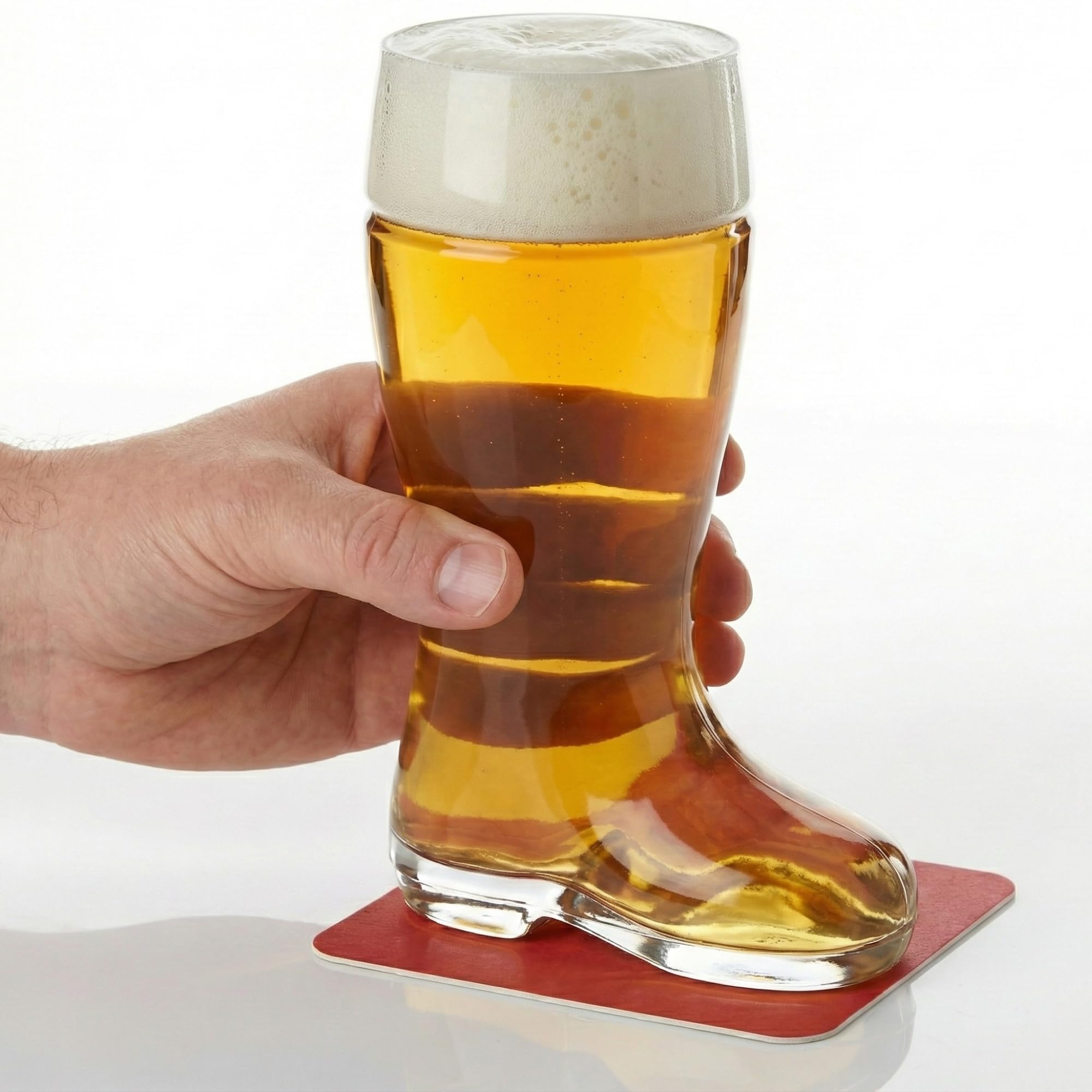 Drinkstuff Glass Beer Boot 1 Pint – 19.5cm Novelty German Beer Glass with Gift Box, 700ml Large Boot‑Shaped Pint Glass for Parties, Gifting & Fun Drinking Challenges