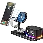 Qi2.2 25W Magnetic Charging Station for Samsung, 6-in-1 Fast Mag-Safe Wireless Charger for Galaxy S26 Ultra/S25/Z Fold7,Alarm Clock/Night Light/Bluetooth Speaker,for Galaxy Watch 8 7, No Adapter