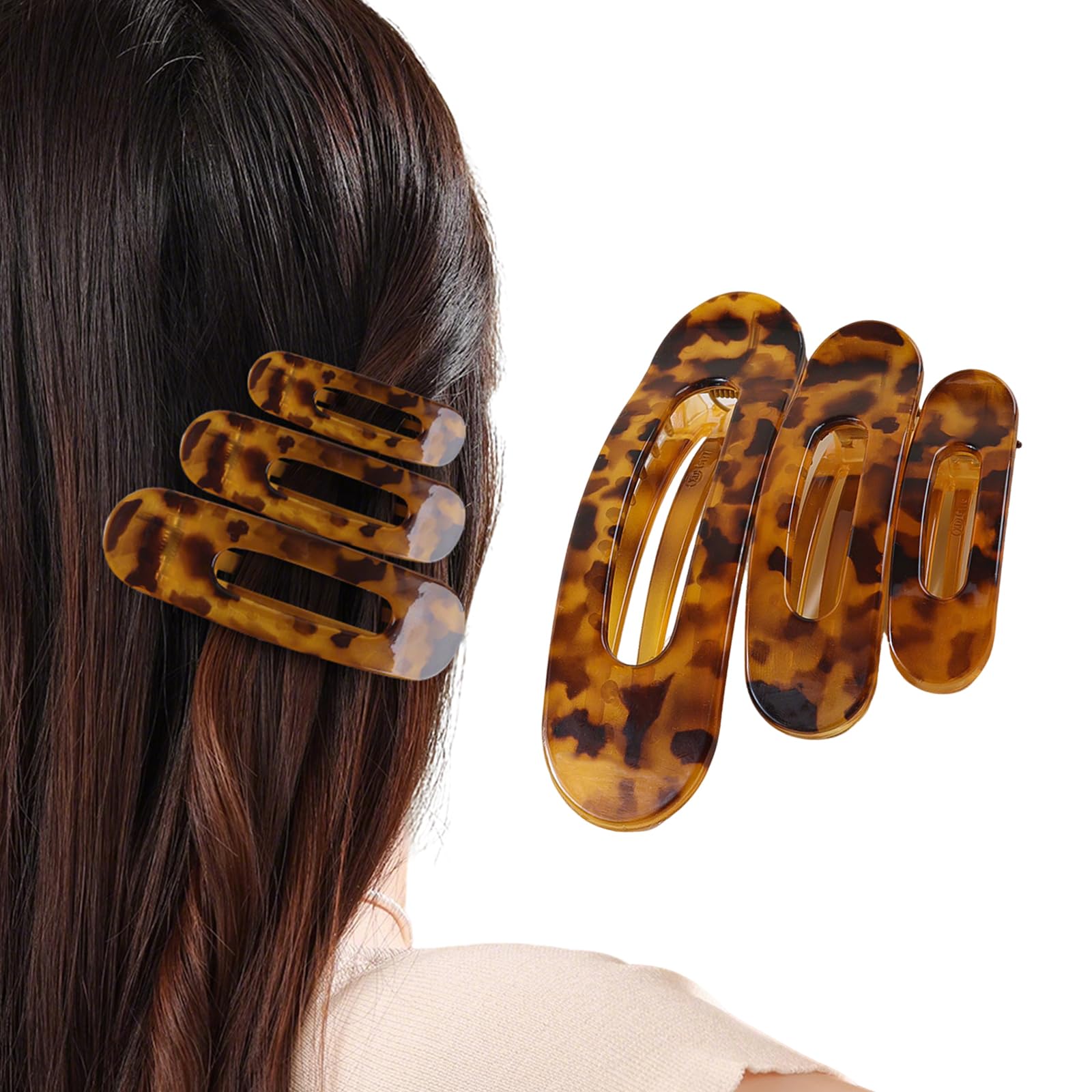 Photo 1 of Flat Hair Clips for Women,Ergonomic Curved Hair Claw Clips for Thick Thin Curly Hair,Non Slip Grip Hair Claw Clips for Kids