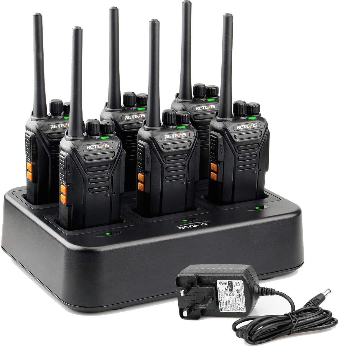 Retevis RT27 Walkie Talkies, Walkie Talkies for Adults Long Range with 6 Way Charger, Rechargeable 2 Way Radio Hand Free