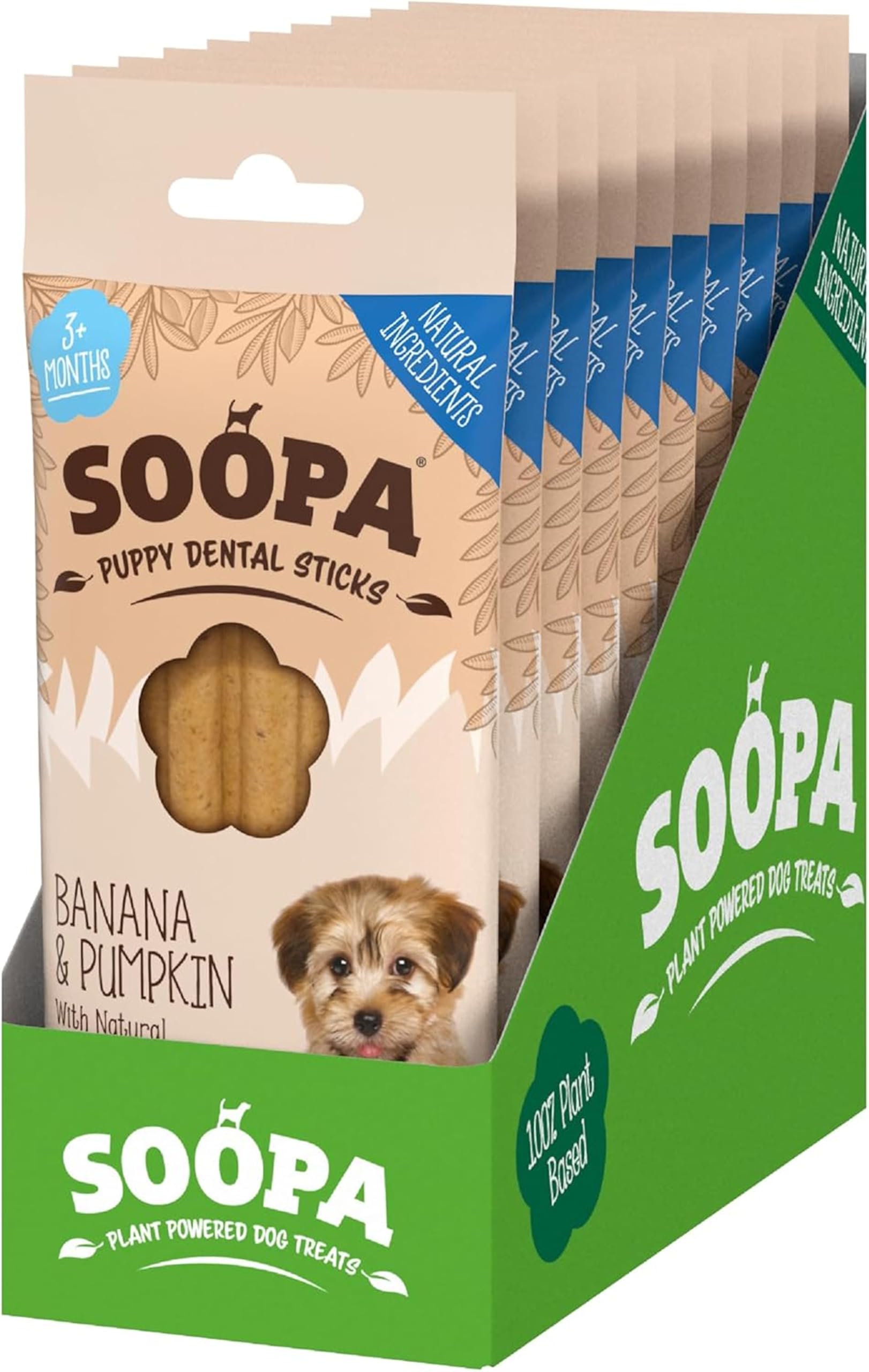 10 Pack Soopa Puppy (Banana & Pumpkin) Natural Dog Dental Sticks — image 1