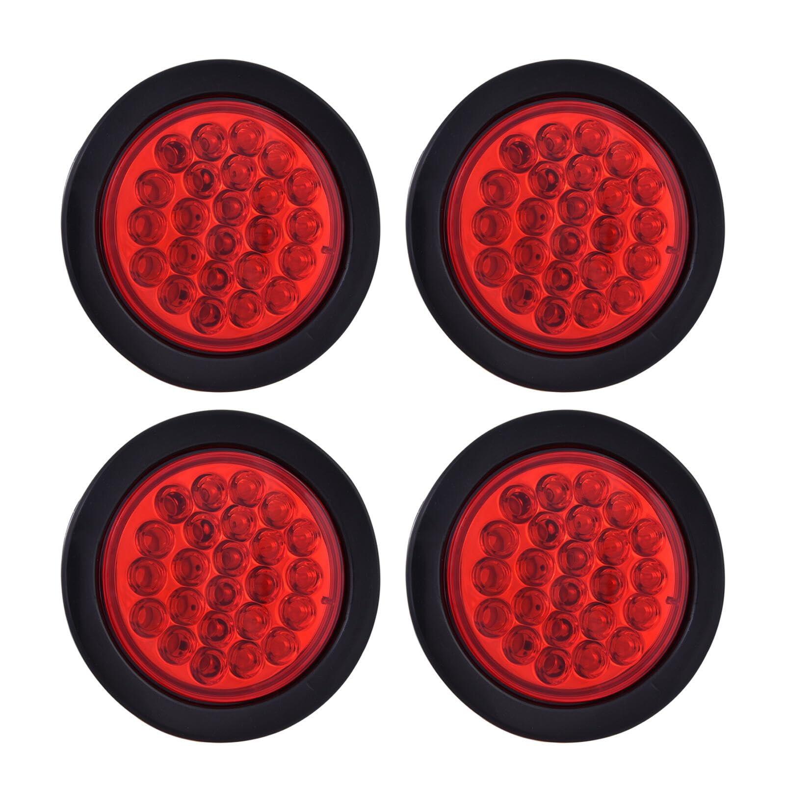 Photo 1 of 4 Inch Round Trailer Tail Light for 12V Truck Trailer Bus RV Camper ATV UTV 24LED Back Up Reverse Light IP67 Waterproof w/Flush Mount Grommets Plugs