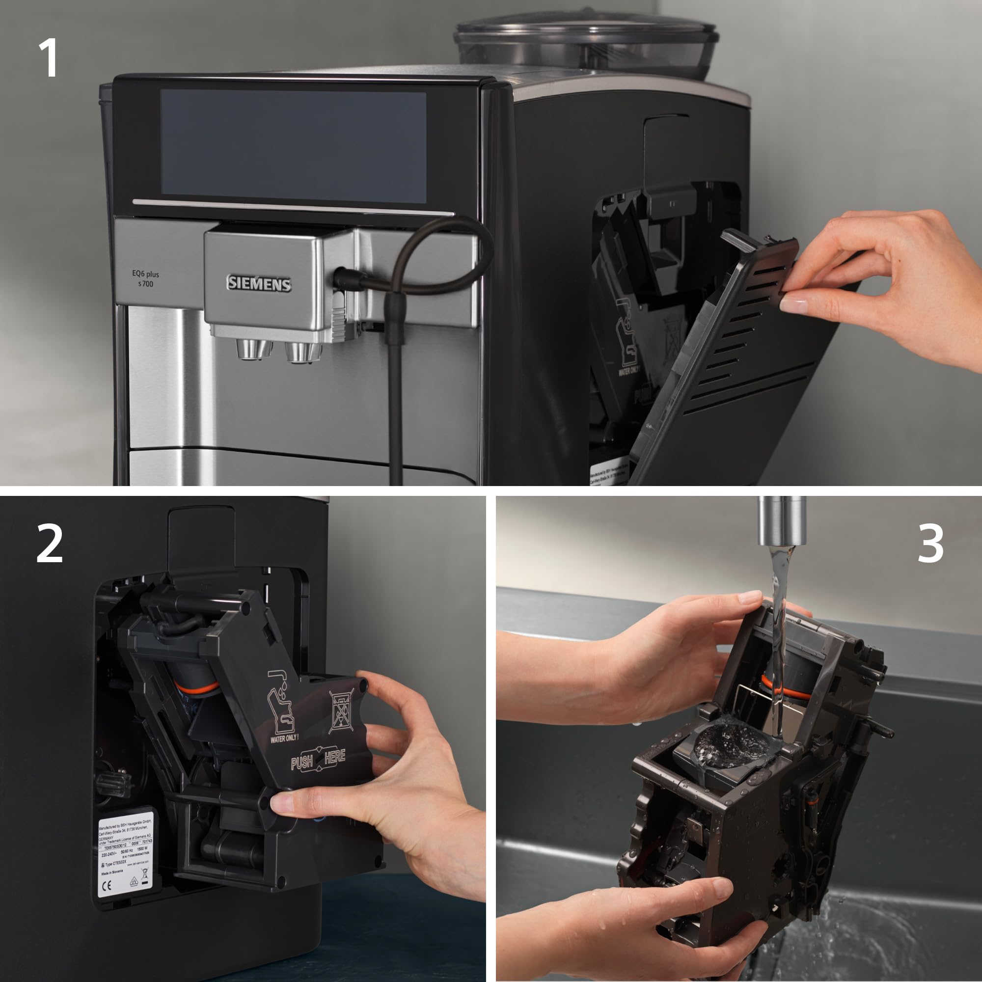 Siemens Kaffeevollautomat EQ6 plus s700, Milchsystem, 12 Getränke, automatische Reinigung des Milchsystems, Keramikmahlwerk, großes Touchdisplay, Edelstahl, TE657503DE 5