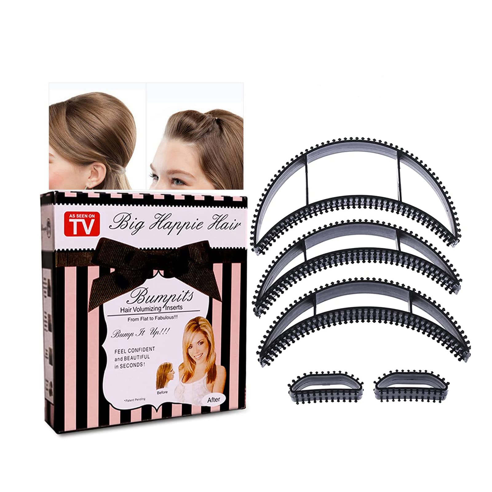 5Pcs Black styling coiler set Bump it Volume Hair hair accessory Hair bumps for volume insert Fluffy hairdressing tools for women and girls
