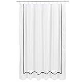 Amazon Basics Bathroom Shower Curtain - Dark Grey Hotel Stitch, 72 Inch