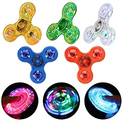 SCIONE 5 Pack LED Light Up Fidget Spinners,Glow in