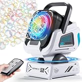 Upgraded Bubble Machine Outdoor Toys for Kids  &amp; Wedding Party | Auto Rotation,Type-C Rechargeable,Remote Control,RGB Lights