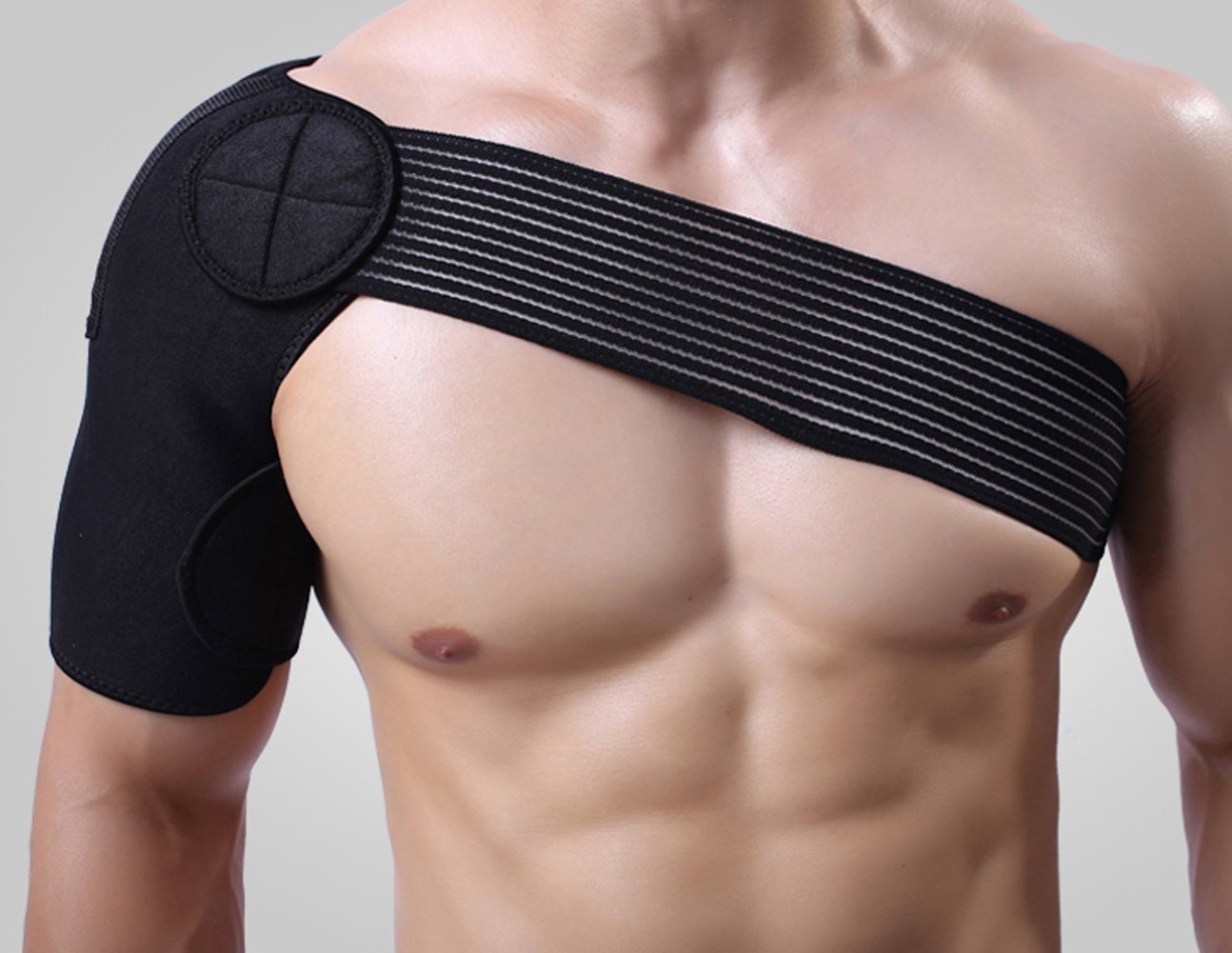 Shoulder Support, Adjustable Unisex Shoulder Support Brace Strap Black Elastic Shoulder Bandage Shoulder Strap athletic shoulder support Fits Left or Right Shoulder