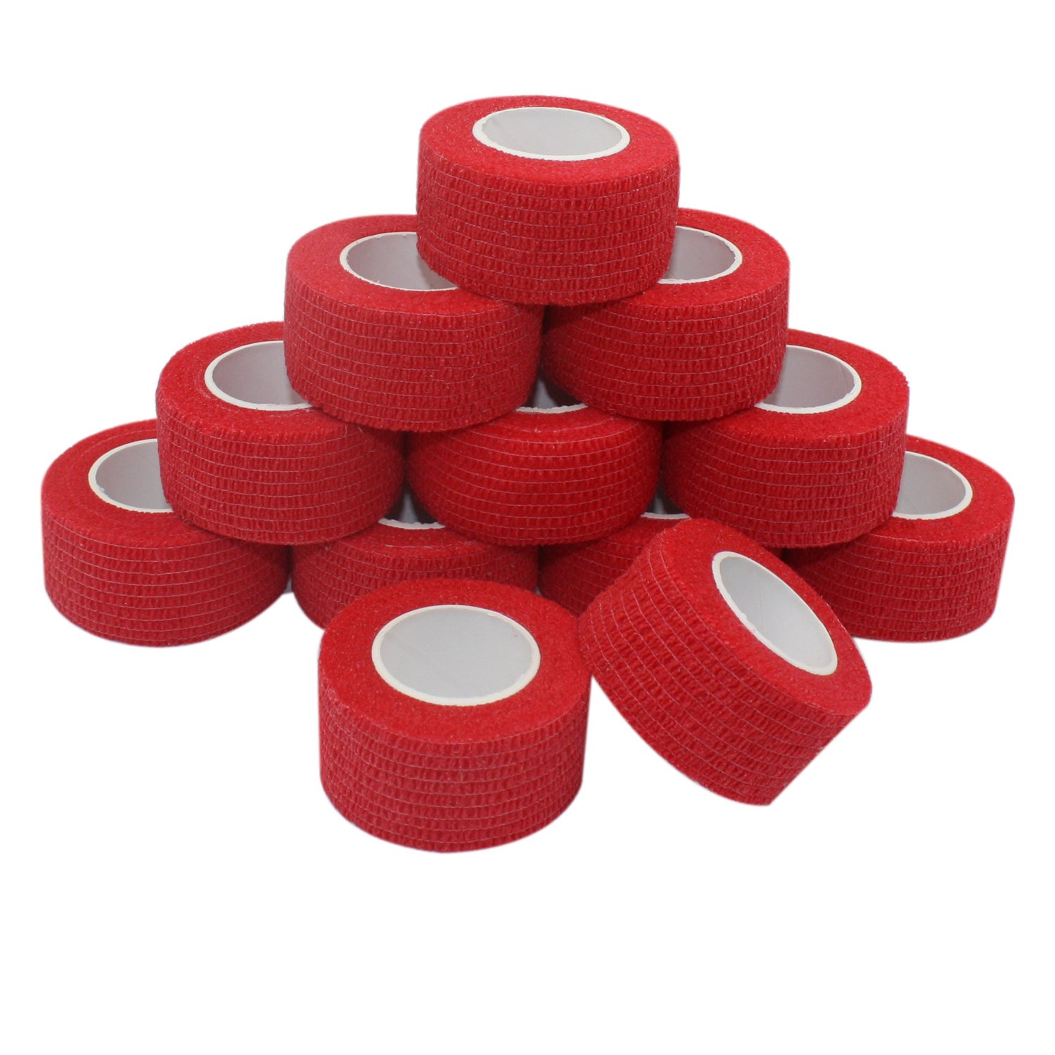 COMOmed Cohesive Bandages Vet Wrap Elastic Bandage Red 2.5cm x 4.5m 12 rolls Ankle Non-woven FDA certified