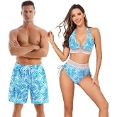 SINBRLAI Couples Matching Swimsuit Matching Couples Swimwear | Women Two Piece Bathing Suit Mens Swimtrunks Sold indivually