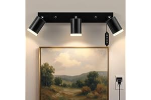 Plug in Track Lighting 14.3ft Power Cord for Kitchen Ceiling, Dimmable LED Spotlight Wall Outlet for Living Room, Black Matt 