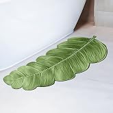 voofly Bath Mat Non Slip Quick Dry Absorbent Green Shower Rug for Bathroom Floor Washable Rubber Rugs for Bathroom with Leaf and Thin Design 19" x 41"