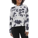 Danskin Women's Tie Dye Pullover Sweatshirt Hoodie, Black Salt, Medium