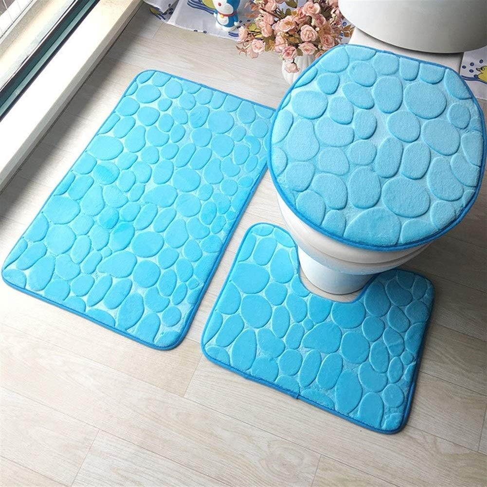 NOBRAND Carpet IBHT Bathroom Mat Sets, 3 Pieces Bathroom Nonslip Toilet Three Sets Carpet