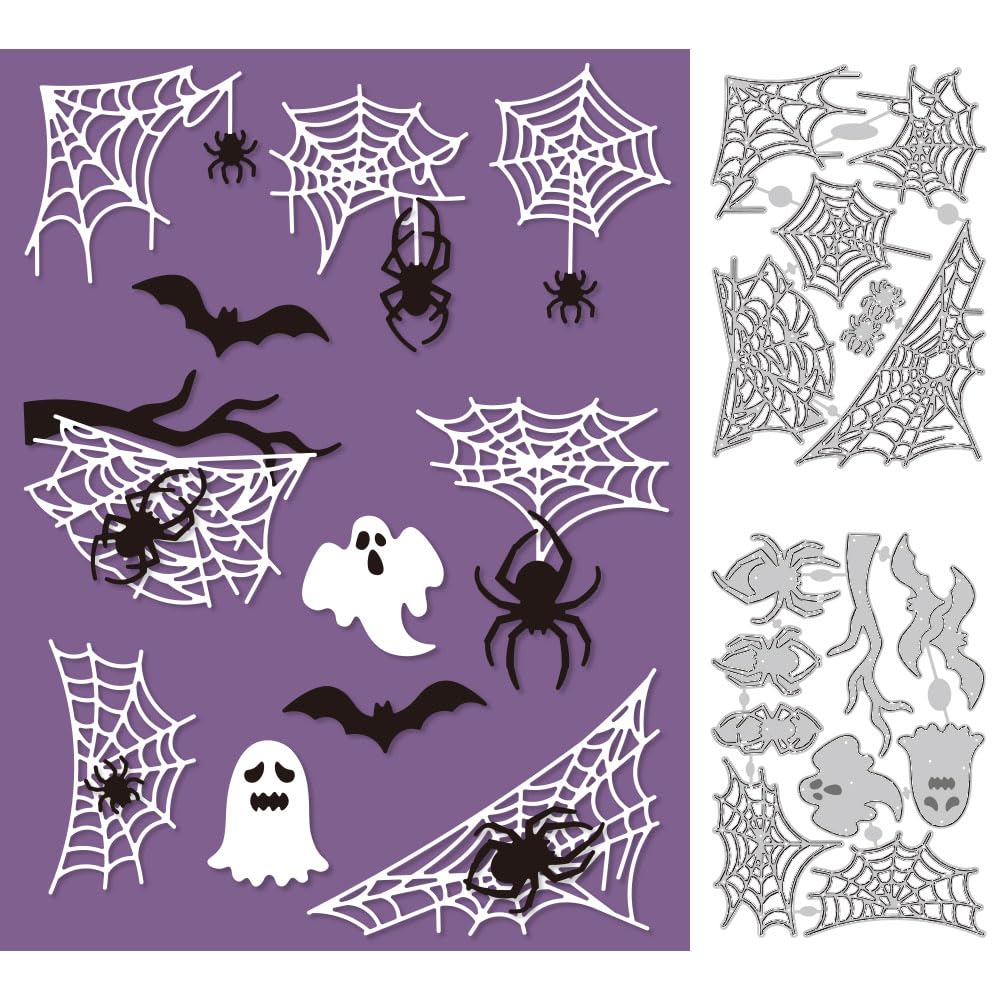 DELORIGIN Halloween Spider Web Dies Cuts Metal Cutting Dies Card Making Cutting Dies Stencils Template for DIY Embossing Scrapbooking Craft Paper Greeting Card Gift Halloween Festival Decor
