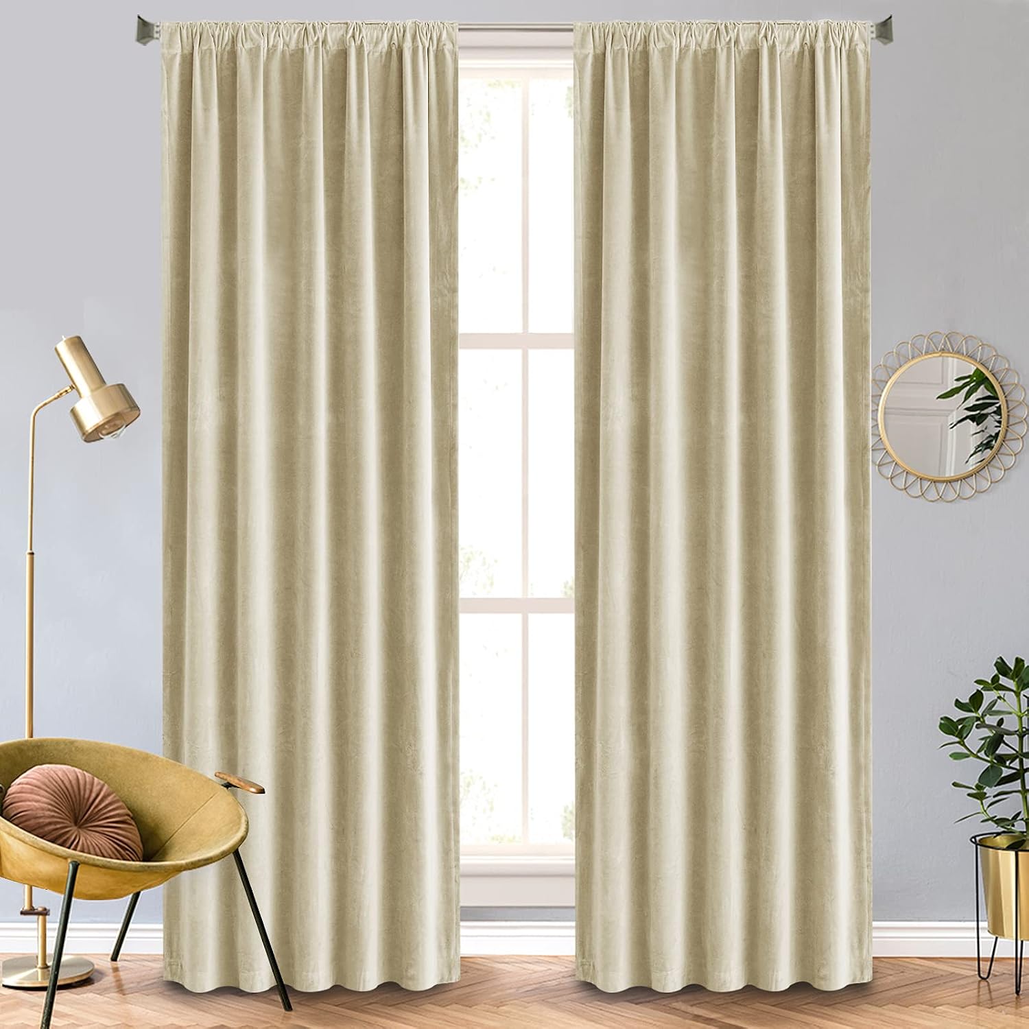 Vangao Velvet Curtains 84 Inches Long Rod Pocket Living Room Darkening