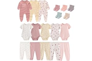 falianni Baby Boy Girl 18 Pack Layette Set Cotton Infant Unisex Clothes and Accessories New born Essentials Clothing Sets