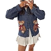 Women Lobster Knit Sweater Cardigan Long Sleeve Button Down Chunky Knit Sweater Y2k Graphic Fall Winter Knitwear