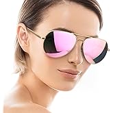 SODQW Aviator Sunglasses for Women Men Oversized with Metal Frame, Mirrored Polarized Aviator Sunglasses with UV Protection
