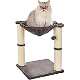 Âé¶¹Çø Basics Cat Tower - Indoor Cat & Kittens Hammock Tower with Scratching Posts and Dangling Ball, (19.7"H) - Gray