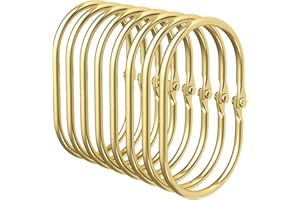 Bathway Shower Curtain Rings Gold Shower Curtain Hooks Anti-Drop Shower Rings for Curtain, Metal Shower Curtain Rings Rust Proof, Shower Hooks for Shower Curtain Rod, 12 Pcs Gold Curtain Rings