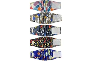 BLIWINPT Reusable Dog Diapers Male High Absorbing Belly Band for Male Dogs Washable Male Dog Belly Band with Cute Patterns 5packs (M, 11” - 14” Waist)