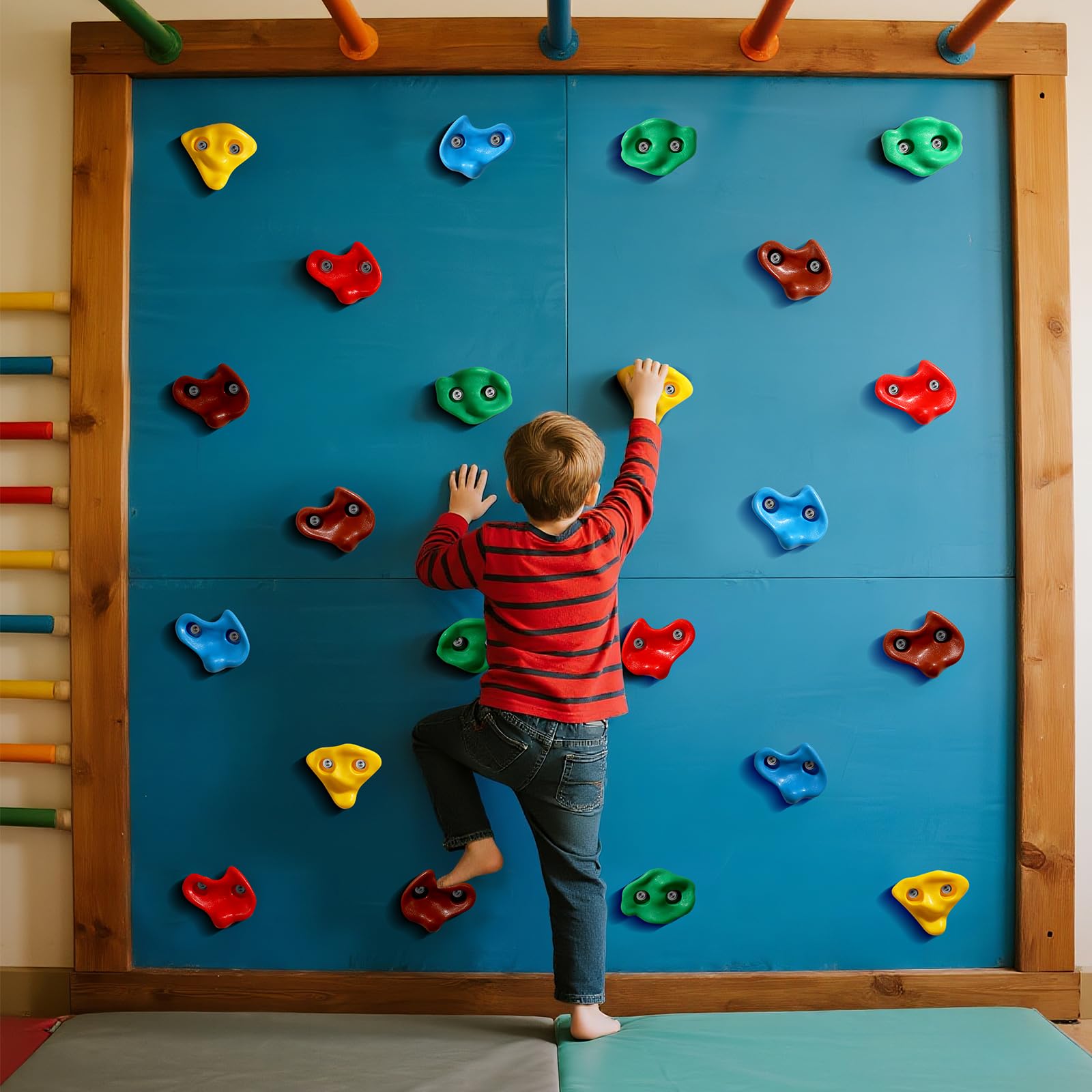 TOPNEW 25PCS Rock Climbing Holds for Kids, Large Climbing Holds for Play Set, Swingset - Adult Rock Wall Holds with Mounting Hardware for Indoor Outdoor Rock Climbing Wall