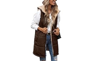 BBO Vest for Women Fleece Zip Vest Sleeveless Fall Winter Vests Winter Hoodie Fleece Jacket Long Vest Coat Outerwear