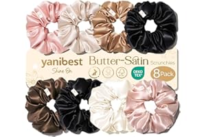 Yanibest Satin Scrunchies for Women-No Crease Silk Scrunchies for Girls Soft Satin Hair Ties Ponytail Holders ，8Pcs