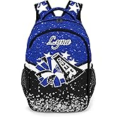 Caichenyz Personalized Cheer Backpack Customized Cheerleader Shoulder Bag Backpack for Girls Women College School Bookbag for Travel Birthday Holiday (Dark Blue)