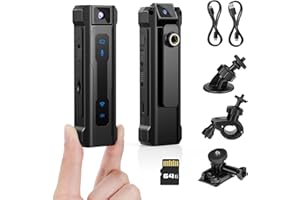 1080P HD Action Camera with Audio and Video Recording, Portable Mini Body Camera with 64GB Memory Card and Night Vision, Wear