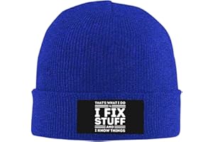 That's What's I Do I Fix Stuff and I Know Things Funny Gift White Beanie Hat Men Knit Hat Women Skull Cap Black