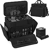 FREEAMG Extra Large Makeup Case with 4 Removable Pouches, Professional Make up Train Case, Travel Cosmetic Bag for Makeup Artist with Shoulder Strap and Handle (Black)(Bag only)