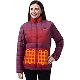 ORORO Women's Lightweight Quilted Heated Jacket with Heated Collar and Battery, Heated Quilted Jacket Coat