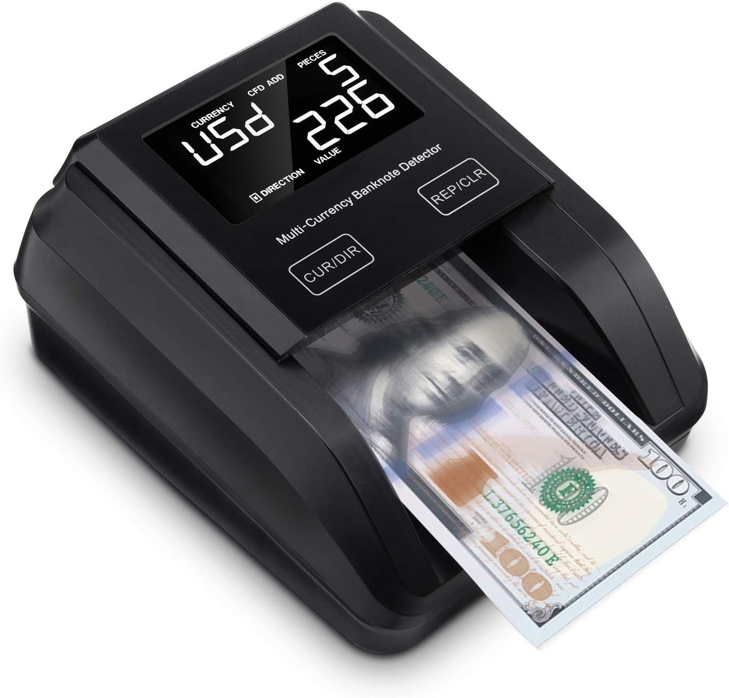 MUNBYN Portable Counterfeit Bill Detector Machine, Value Counting, 4 Orientation, Ultra-Compact, UV MG IR Detection, Multi Currency, Rechargeable Counterfeits Money Detector for Cashier, Driver : Office Products