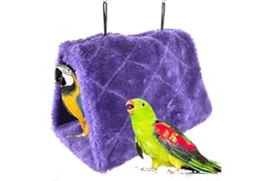 MOACC Winter Warm Bird Nest House Shed Hut Hanging Hammock Finch Cage Plush Fluffy Birds Hut Hideaway for Hamster Parrot Macaw Budgies Eclectus Parakeet Cockatiels Cockatoo Lovebird (S, Purple)
