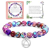 SODLYUE Sobriety Gifts for Women Men Addiction Recovery Bracelets Sobriety Bracelet Inspirational Bracelets with AA Alcoholics Anonymous Circle Triangle Charm