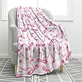 Jekeno Checkered Bow Throw Blanket Gifts for Women Girls Her, Bow Themed Birthday Party Decorations, Pink Soft Microfiber Blankets Bows Room Decor for Home Bed Couch