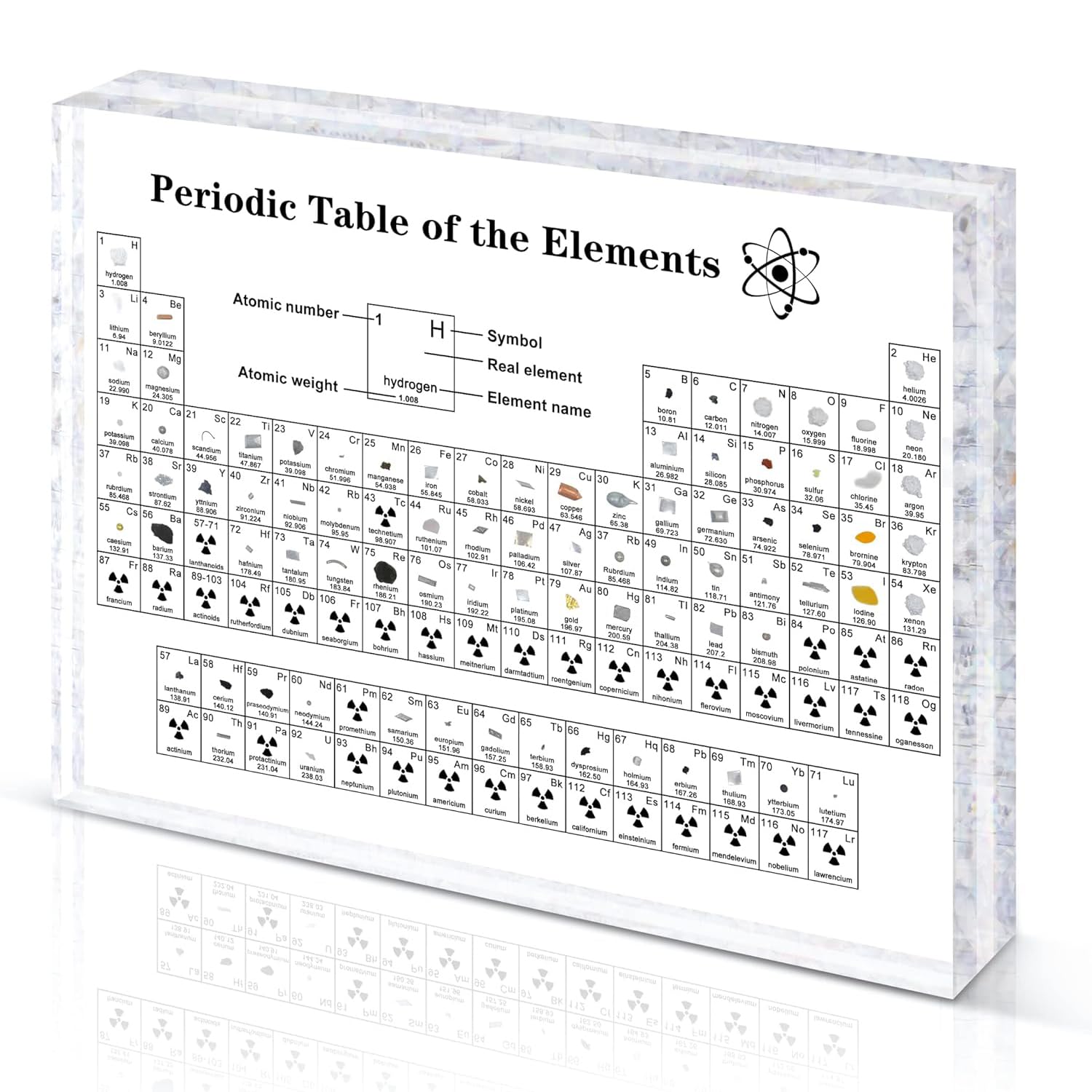 Giftota Original Periodic Table with Real Elements Inside - Acrylic Real Periodic Table of 83 Elements - Chemistry Gifts Crafts Decor for Kids Adults